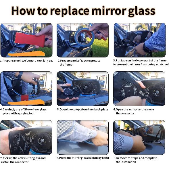 Right Passenger Side Mirror Glass Compatible With      2024 2025Chevy Silverado 1500 GMC Sierra 1500 With Backing Plate Heated (With A Tool) Replace#