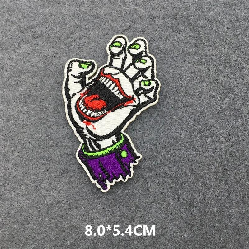 Вышитые нашивки на одежду Панк-нашивки для одежды Наклейки DIY с черепами и полосками Мультяшные нашивки Аппликации Значки