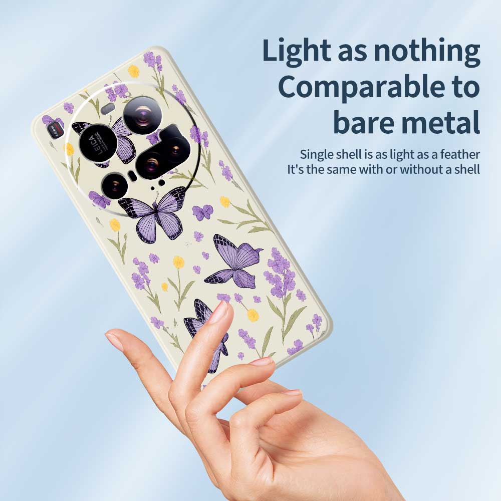 For Xiaomi 15 Ultra Case Purple Butterflies Pattern Printing Straight Edge TPU Phone Back Cover