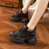 Fashion 10CM Internal Height Women Shoes Outdoor Leisure Genuine Leather Wide Toe Sneakers Female Retro Thick Platform Shoes