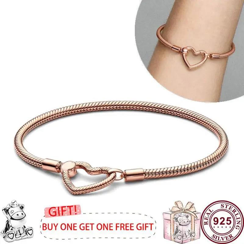 Лидер продаж, стерлинговое серебро S925, изысканный женский браслет с логотипом Eternal Love для оригинальных очаровательных ювелирных изделий