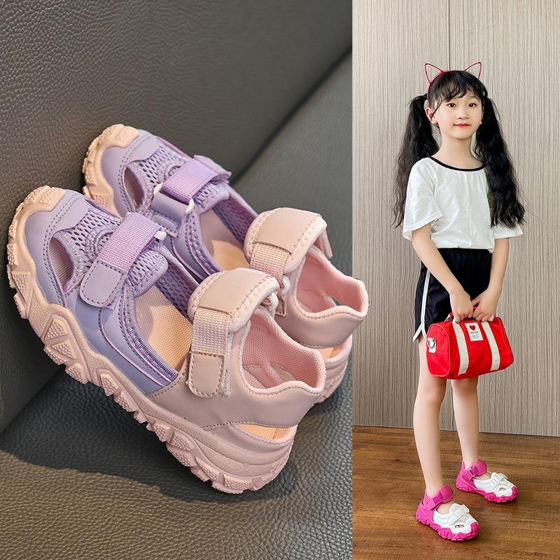 Спортивная обувь для девочек, летние новые сандалии Bowhead Hollow для мальчиков, мягкая подошва, пляжная обувь, детская обувь для ходьбы