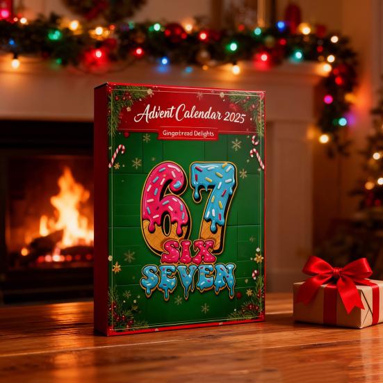 Yousheng Christmas Advent Calendar with 67 Acrylic Xmas Tree Hanging Ornament 24 Days Christmas Countdown Calendar Box Holiday Party Gift