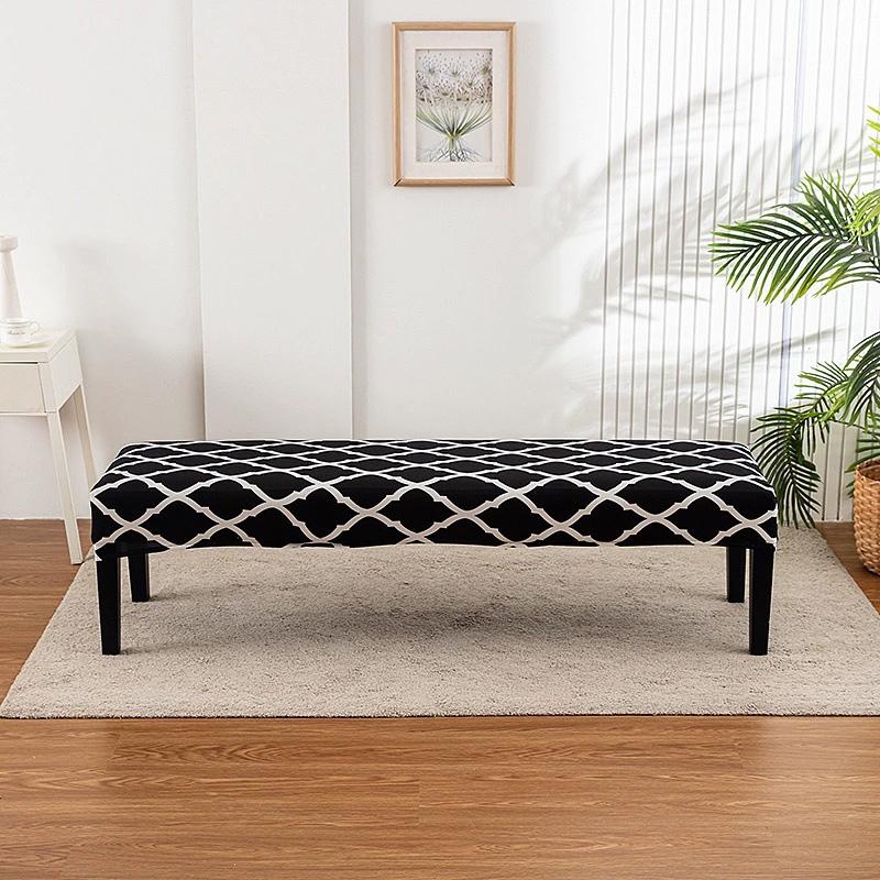 1 шт. Длинный чехол для табурета Нескользящий чехол для длинной скамьи Пылезащитный протектор для скамьи Чехол-накидка Цветочный принт Полная обертка Эластичный чехол-накидка