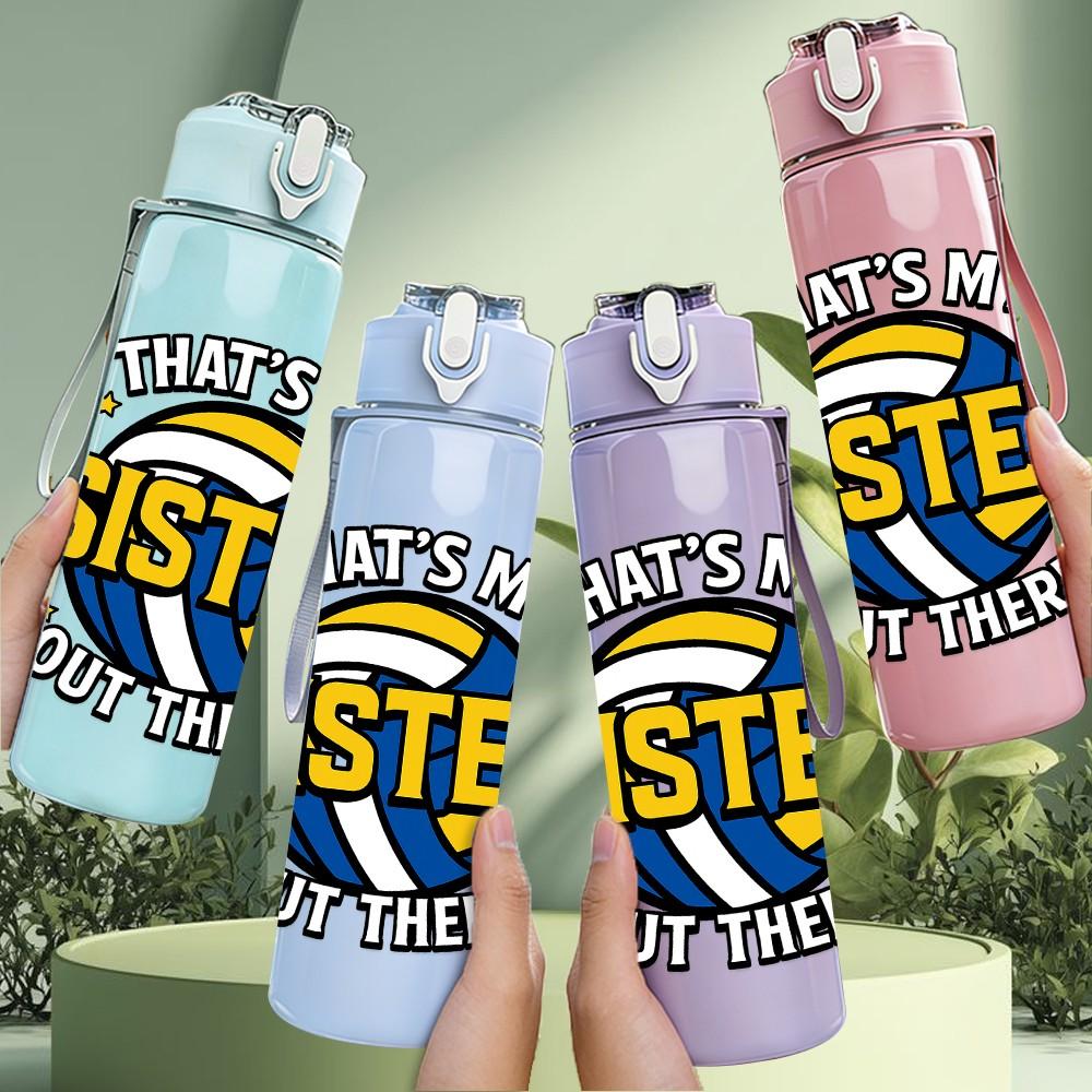 1PC Theres My Sister Out There Basketball 750ml Color Plastic Sports Water Bottle Leakproof Flip Straw Lid Suitable for Sports Office Home Use