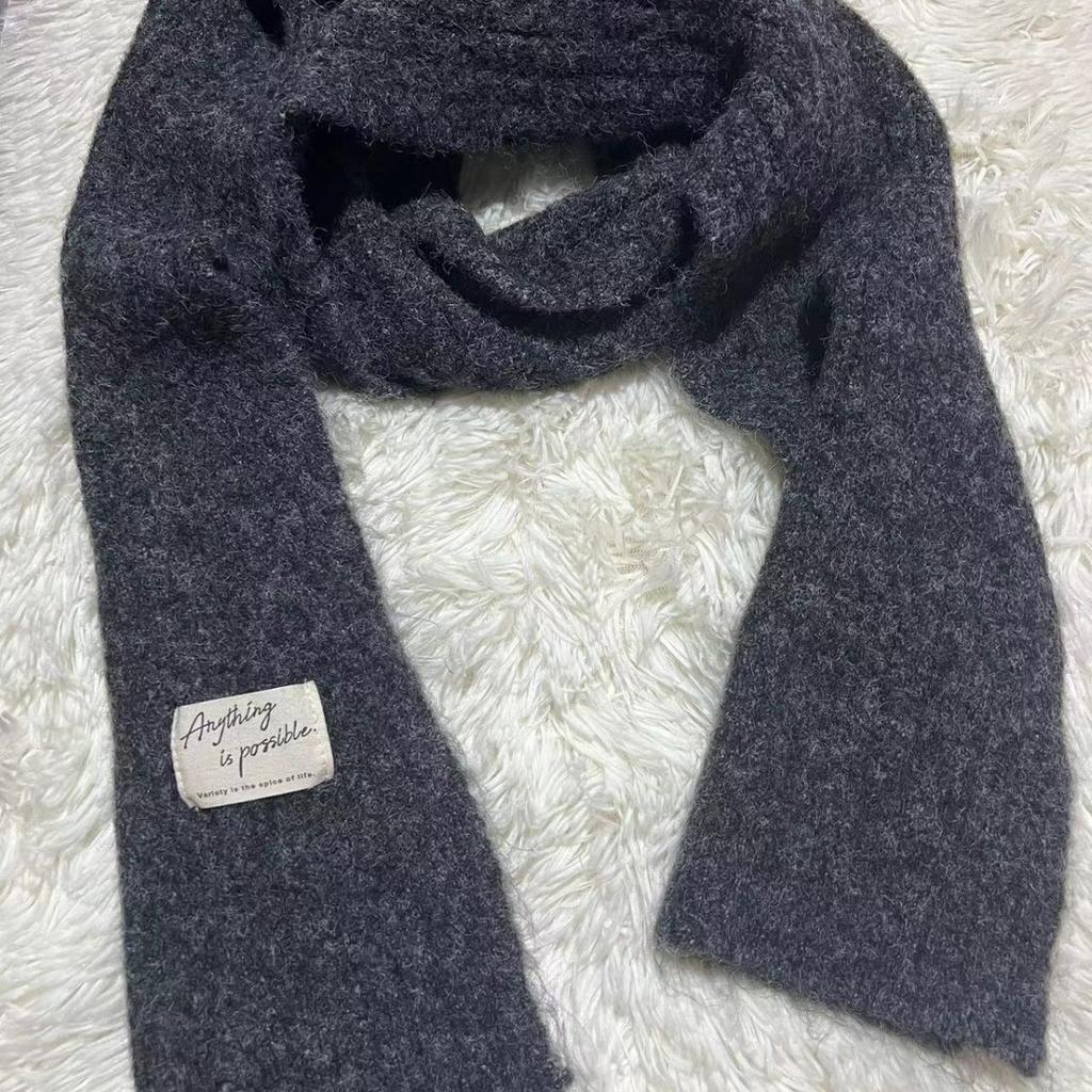 Korean Style Fashionable Knitted Wool Blended Wool Scarf for Women Autumn and Winter Fashion Retro Student Warm Scarf for Men and Couples