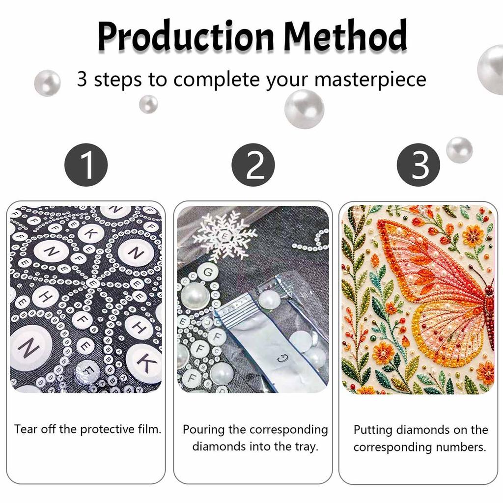 DIY Butterfly and Flower Pearl Diamond Painting Kit. suitable for beginners. home wall decoration. handmade gift.