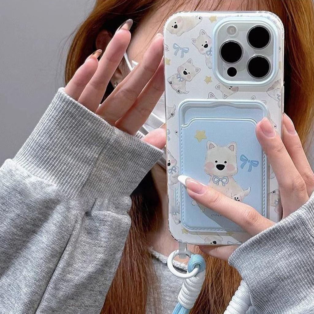 Lanyard Card Holder Mobile Phone Case Puppy Air Bag Anti-fall Fashion Simple Anti-fingerprint Anti-hand Sweat Temperament Ins Style Lanyard