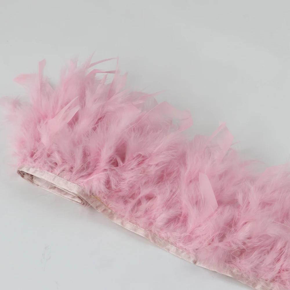 1 метр Натуральная отделка из перьев индейки Высота 10-15 см Свадебная одежда Украшение платья DIY Перьевая лента Швейные поделки