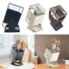 Knife Block with Drain Tray, Rustproof Non Slip Swivel Storage Organizer with Scissors Slot, Kitchen Knife Holder