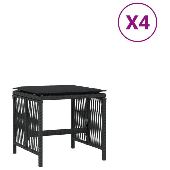 VidaXL Set of 4 Garden Stools with Cushions, Patio Chairs, Terrace Seats, Backyard Outdoor Furniture, 365056