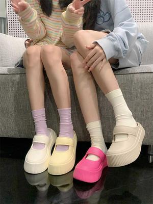 Женские тапочки, высокие туфли для женщин 2024, рабочие сандалии, белые шлепанцы, летние туфли с круглым носком, маленький размер, обычный B