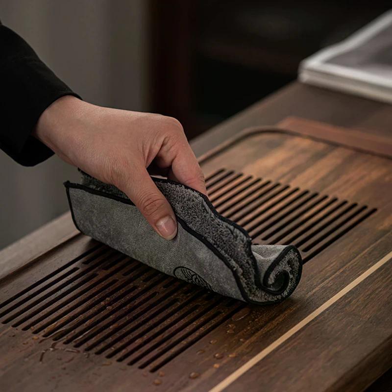 Водопоглощающее чайное полотенце, чайная ткань, утолщенная скатерть для журнального стола, чайная посуда в стиле дзен, полотенце, хлопчатобумажная льняная тряпка, аксессуары для чайного стола