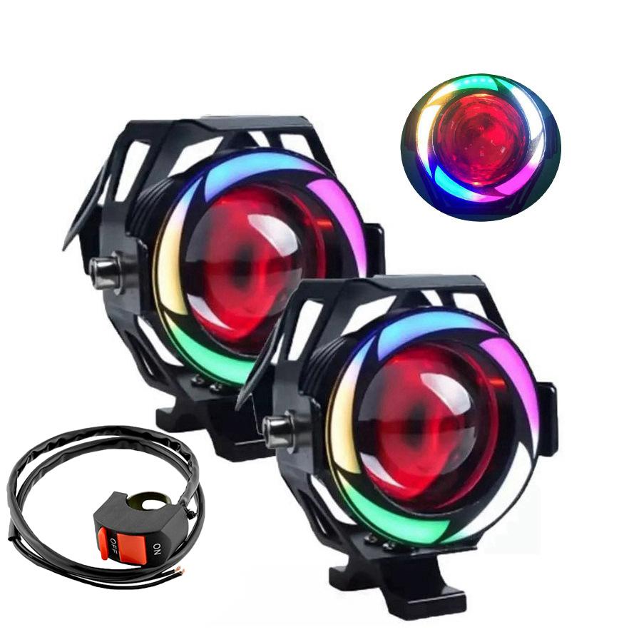 125 Вт мотоциклетные ангельские глазки 5 дюймов U7 RGB светодиодные фары DRL точечные фары