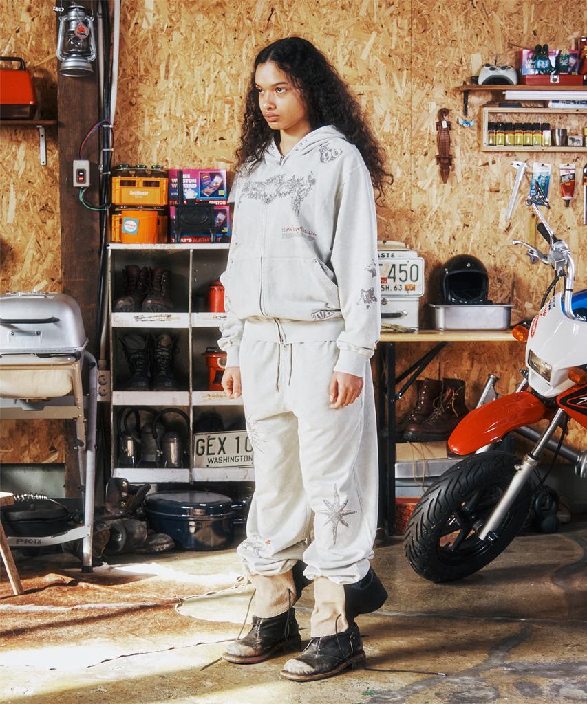 Худи на молнии Thevinylhouse Rodeo Washed Бежевое