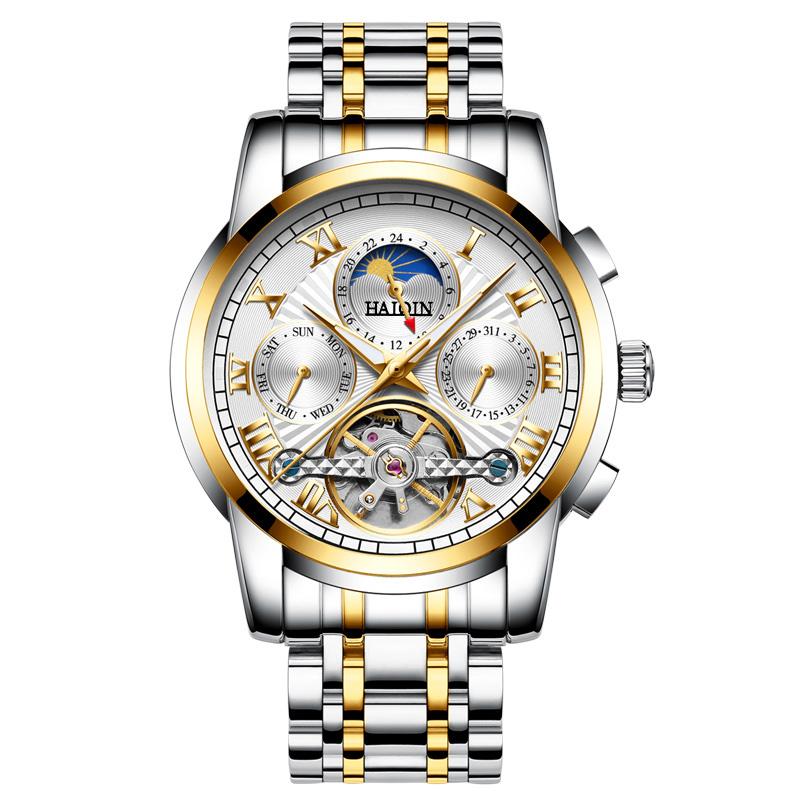 HAIQIN Мужские механические часы с турбийоном