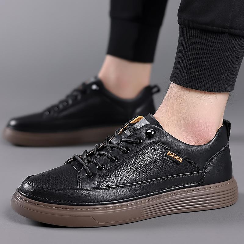 High Quality Men Casual Leather Vulcanized Shoes Outdoor Waterproof Flat Designer Walking Shoes 2024 Comfy Casual Shoes