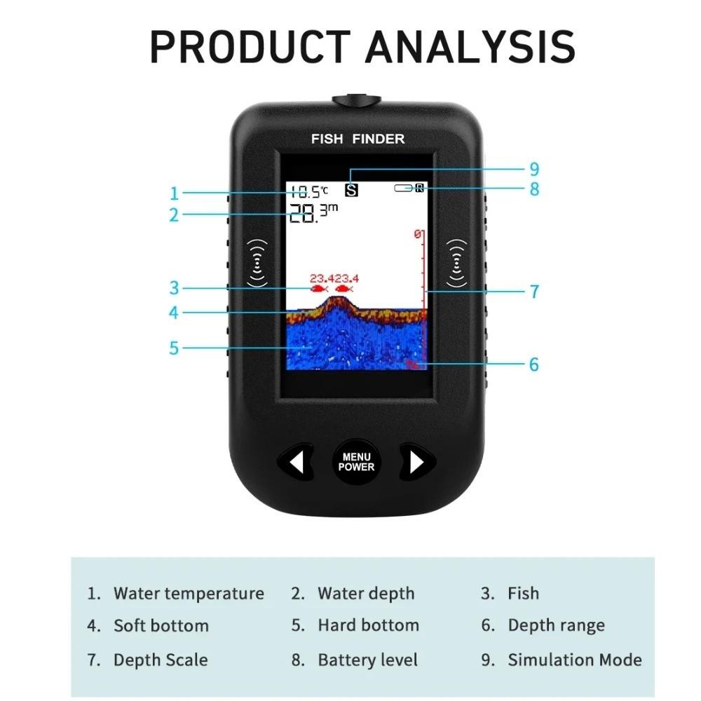 LCD Display Portable Sonar Finders 45 Degrees Sonar Fish Finder XF03 Fish Finders Fishing Lure