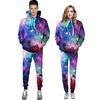 Men Universe 3D Print Hooded Galaxy Hoodie Tops Pants Sets Sport Suit Tracksuit