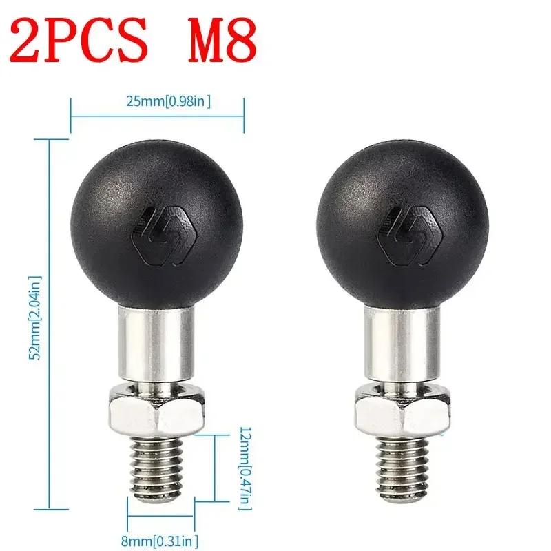 Motorcycle Handlebar Rail Mount M8 M10 Ball Mount Base Adapter 25mm Ball Head Screw On Mount for Action Camera Phone Holder