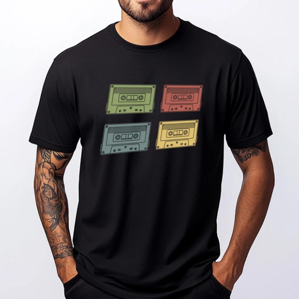 Retro 1980s 80s Music Lover Mixtape Cassette Designer Clothes Men Tshirts Men Printed Tee Shirts for Men