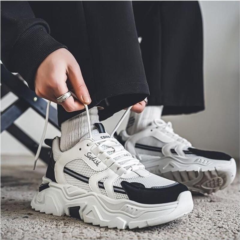 Студенческие кроссовки на толстой подошве, сетчатые, дышащие, повседневные, спортивные, на четыре сезона, мужские, для улицы, с мягкой подошвой, удобные, для бега, мужские кроссовки