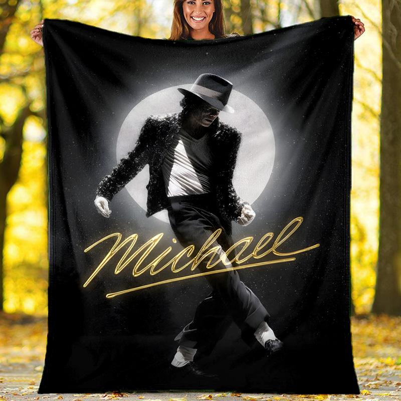 1pc Michael Jackson Theme Blanket - Digital Print, Polyester, Cozy for All Seasons, Perfect for Outdoor, and Travel