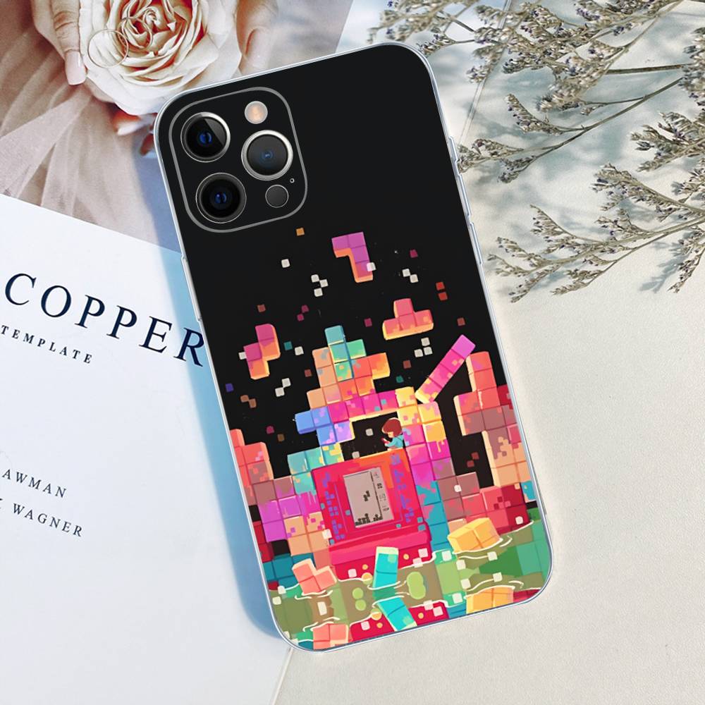 Винтажная игра Т-Тетрис Чехол для телефона IPhone 16 15 Promax IPhone 14 11 12 Высококачественный 13 Pro Силиконовый