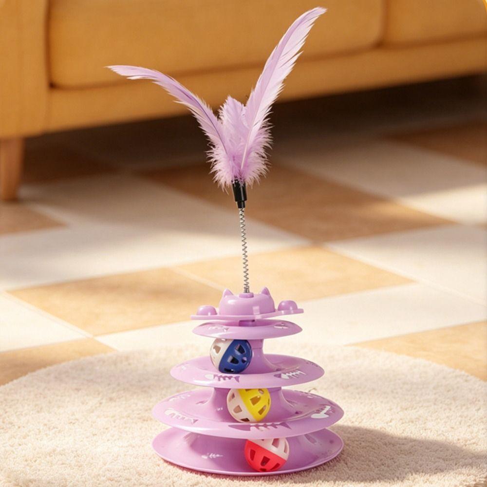 Anti Slip Base Cat Turntable Toy Rotating Ball Spring Wand Toy Funny Interactive Cat Toy Training