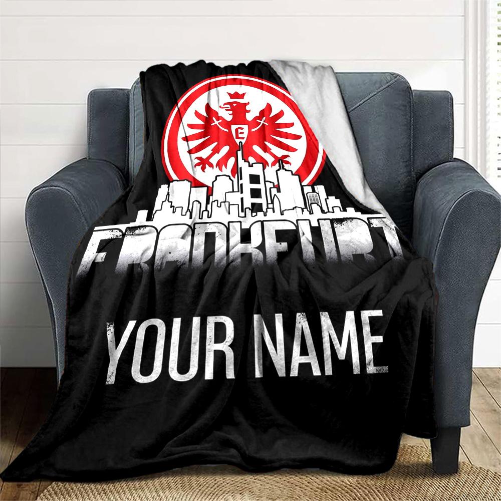 Name Custom Eintracht Frankfurt Print Flannel Blanket High Quality Warm Comfortable Cover for All Seasons Perfect for Gifts Home Decor