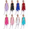 Girls Sleeveless Shiny Rhinestone Lyrical Ballet Leotard Dress Contemporary Modern Latin Dance Costume