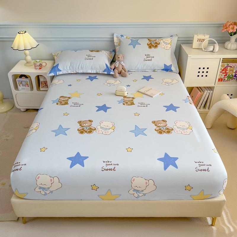 Pure Cotton Bedsheet Cartoon Style Fitted Sheet Queen/King Size Bed Cover Adults Kids Bed Linen Sabanas (Pillowcase Need Order)
