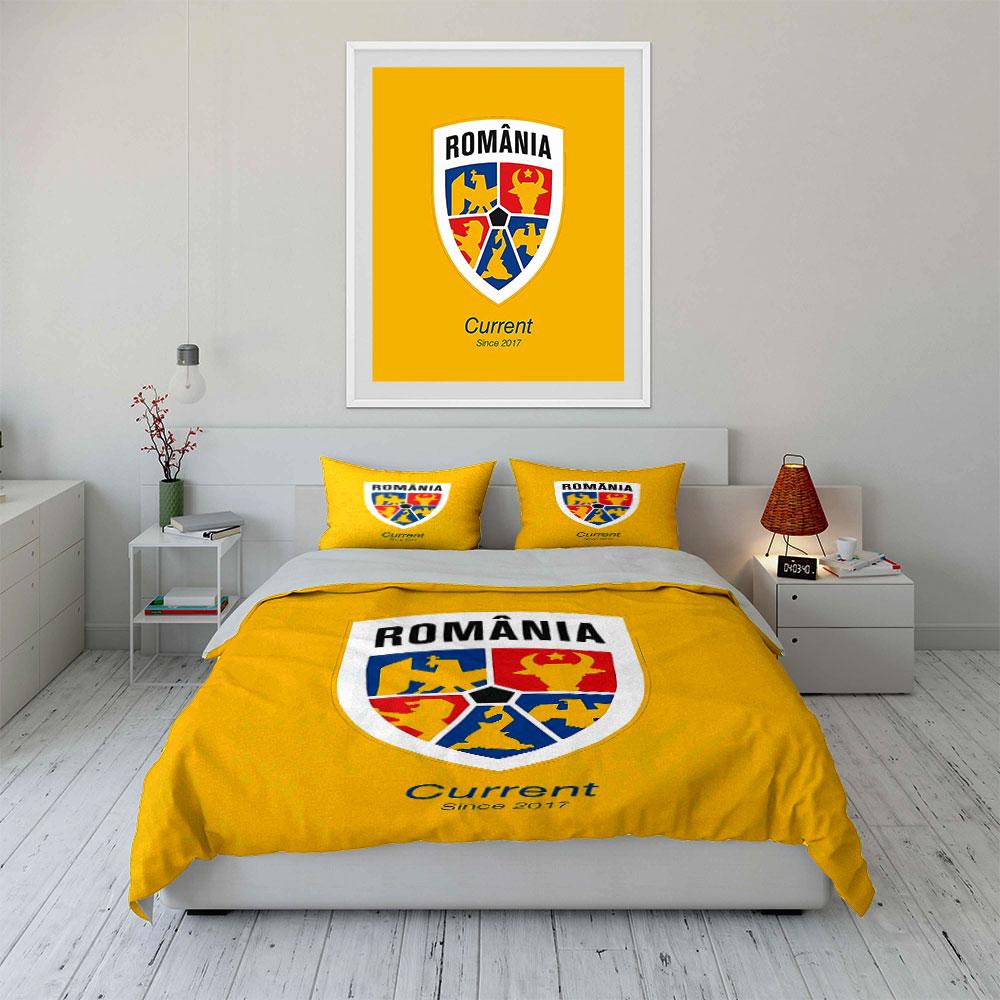 Romania Emblem Yellow Bedding Bedding Duvet Cover Set Duvet Cover Pillowcases (1 * Duvet Cover 2 * Pillowcases, without duvet insert)