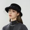 Autumn and winter new Australian wool mesh pearl bow decorative basin hat elegant temperament women's hat
