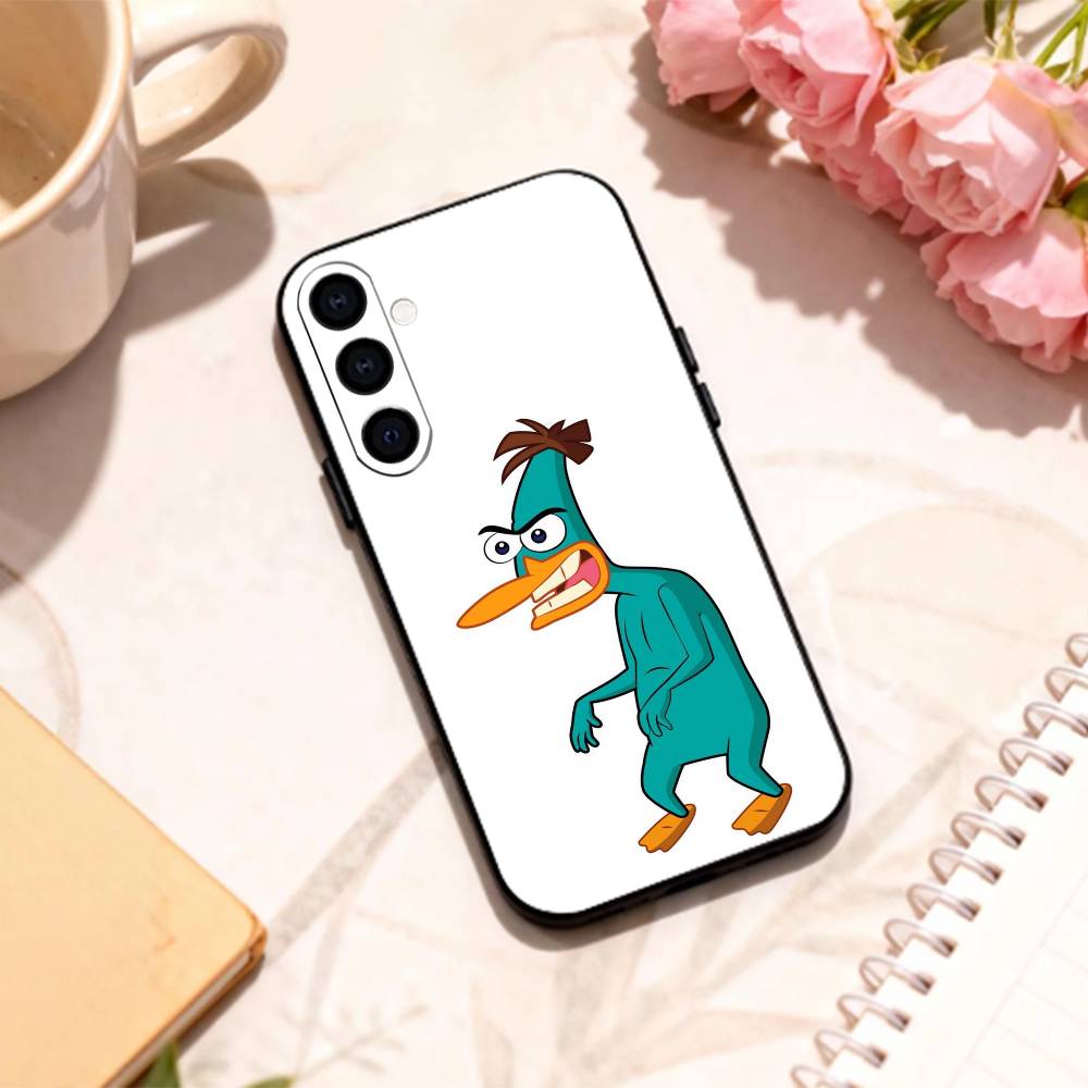 Милый мультяшный Утконос П-Перри чехол для телефона для Samsung Galaxy A73,A72,A71,A70,A53,A52,A51,Другие мягкий черный корпус