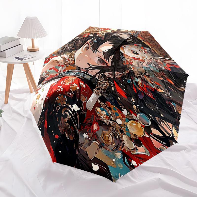1pc Anime Character Outdoor Umbrella - Automatic Opening/Closing, Portable 3-Fold Design, 8-Bone Iron Frame, Perfect Gift for Fans, Travelers, Da