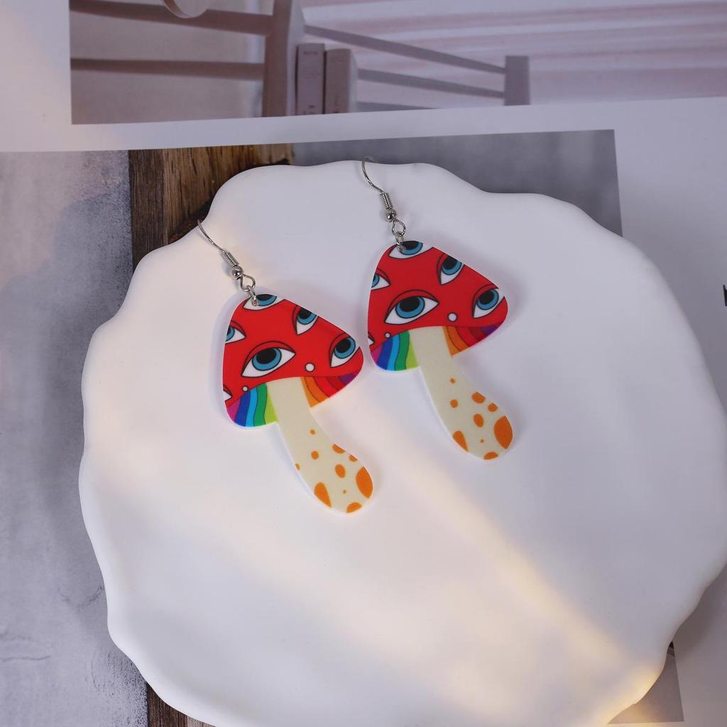 Европейские и американские трансграничные преувеличенные акриловые женские серьги-грибы: Креативный цветок, молния, подвеска Тай Чи.