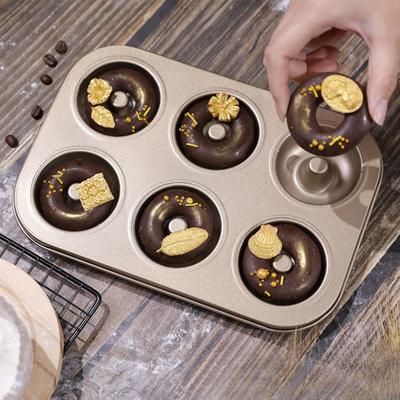 Форма для выпечки пончиков на 6 штук, из углеродистой стали, с антипригарным покрытием, для выпечки, легко извлекаемые формы для пончиков, многофункциональная форма для выпечки тортов, маффинов, пирогов
