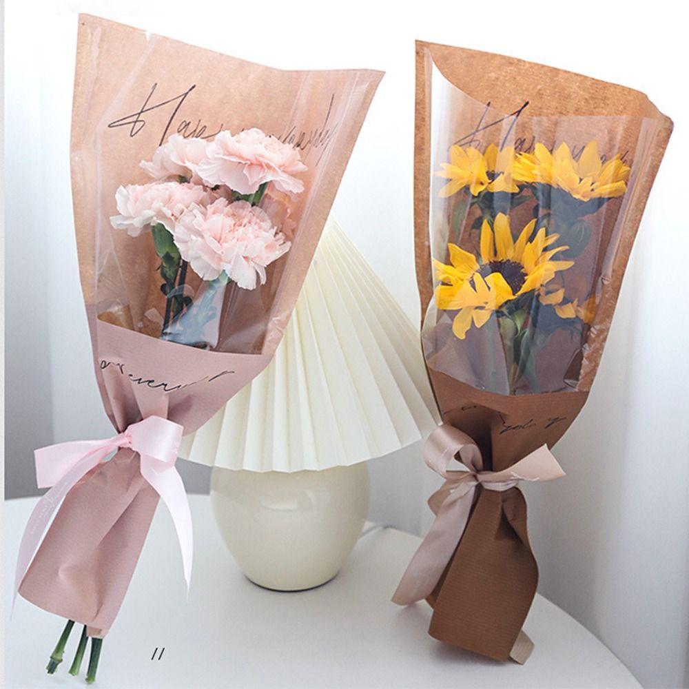 20/30PCS Transparent Rose Packing Sleeve Bag Wrapping Sleeve Flower Packaging Bag Valentine's Day