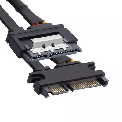 Удлинительный кабель SATA 7+15P "папа-мама" с защелкой для жесткого диска SATA3.0