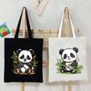 Canvas Bag for Women Cartoon Panda Print Handbag Storage Reusable Canvas Shoulder Bag for Women's Tote Bag