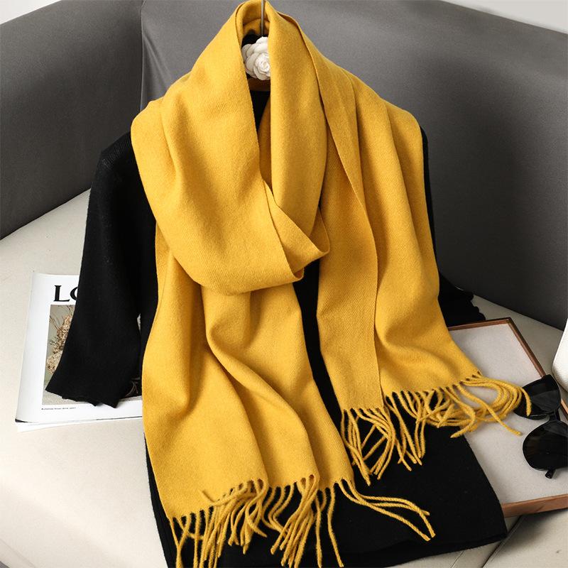 62Color Solid Women Winter Scarf Теплый Утолщенный Кашемировый Шаль Уличная Мода Роскошные Кисточки Пашмина Дамская Накидка Ветрозащитные Шарфы