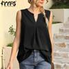 Women's Fashion Casual Summer Spring Solid Color Print Sleeveless V-Neck Blouses & Shirts