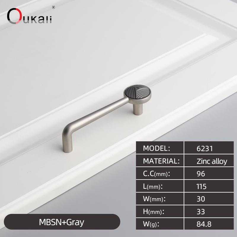 Oukali High Quality Furniture Cabinet Handle Luxury Knob Kitchen Brushed Brass Zinc Alloy Dresser Drawer Handles