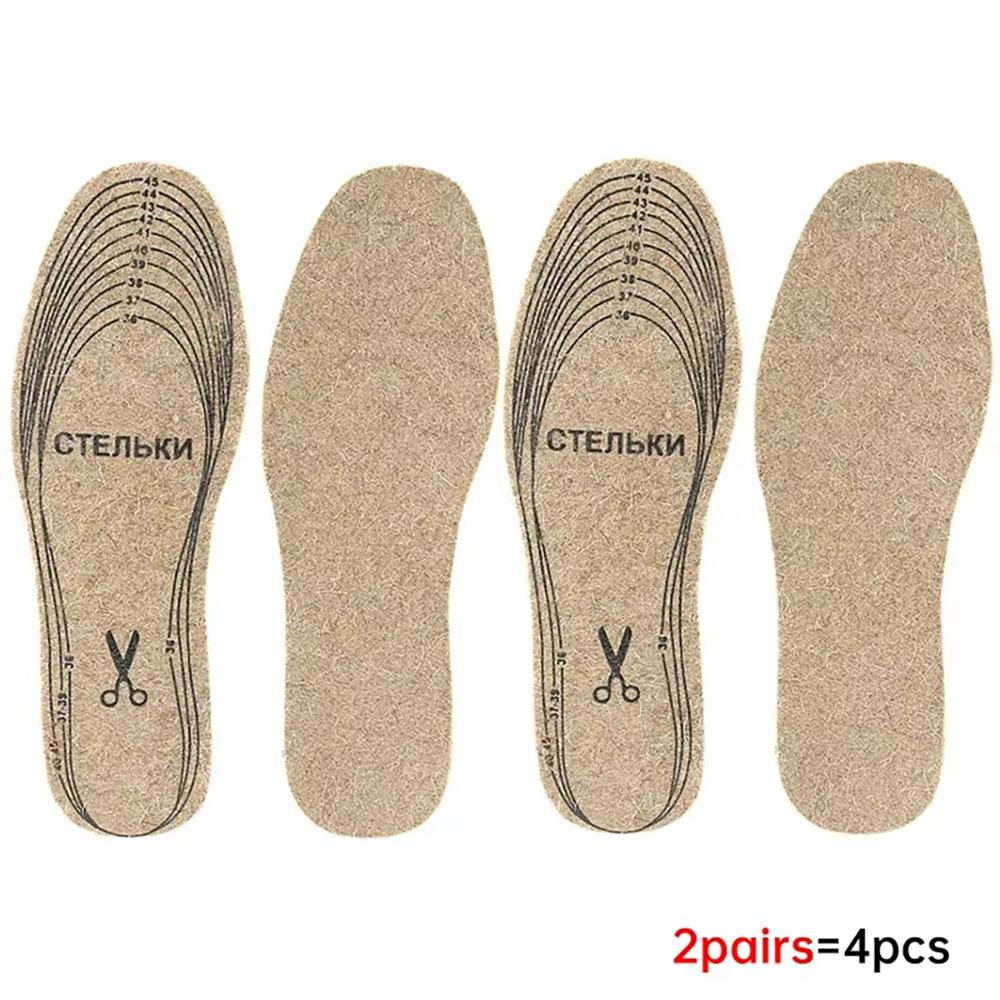 1/2/4 Pairs Soft Plush Wool Felt Insoles Heat Pad Winter Warm Shoes Cushion  Keep Foot Warm
