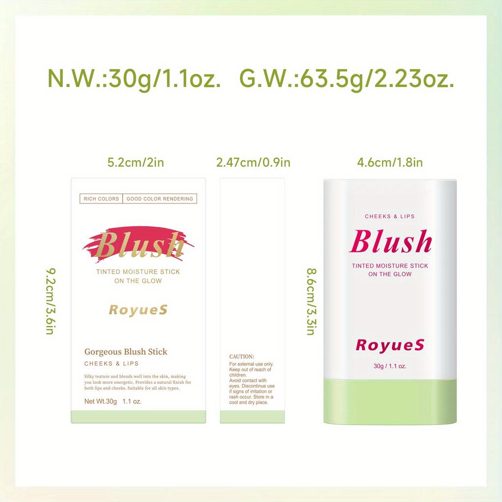 30g Blush Stick Blush Cream Brightening Contouring Stick Moisturizing Natural Nude Makeup Blush Cream Waterproof Multi-functional Solid Blush Rouge