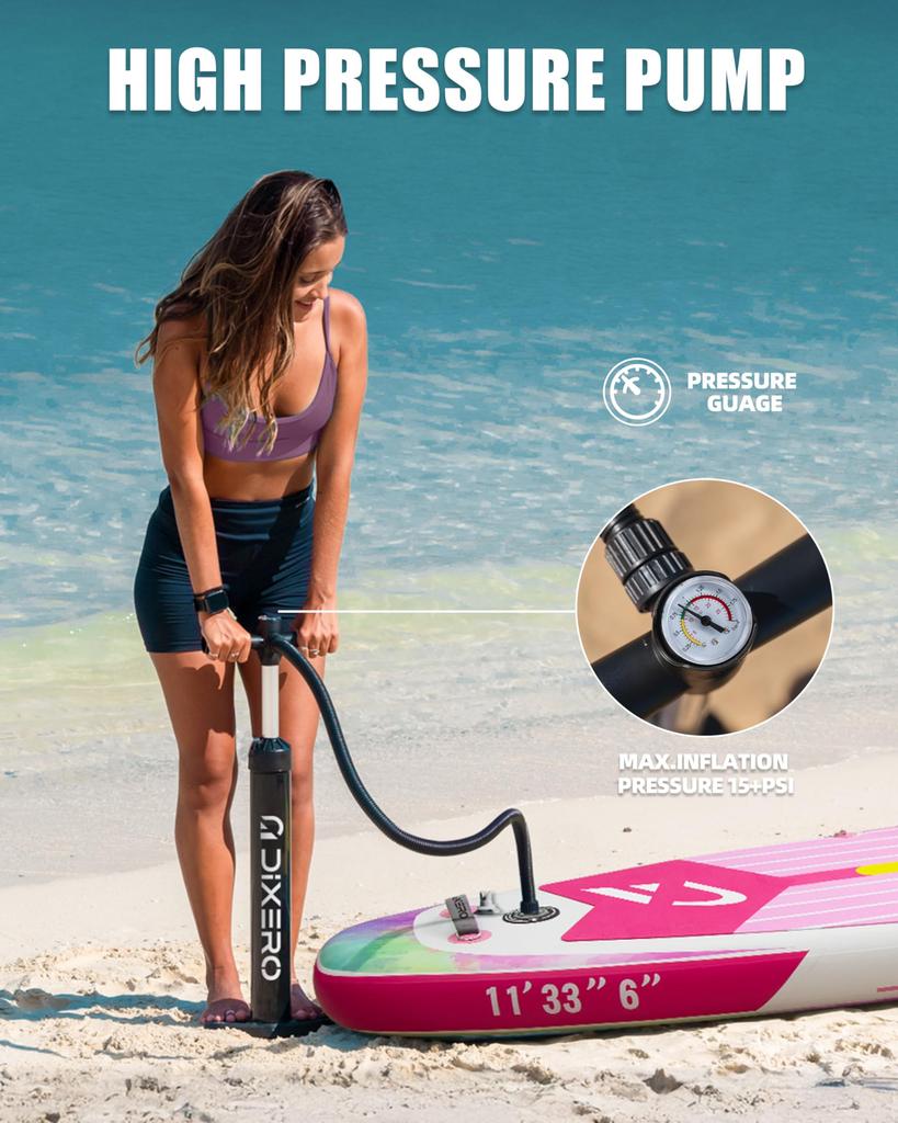 Dixero Надувной Stand Up x Взрослый Очень Широкий Паддлборд с Премиальным Регулируемым Ручным Дном Водонепроницаемая Сумка для Телефона Паддлборд, 11' 33" Аксессуары