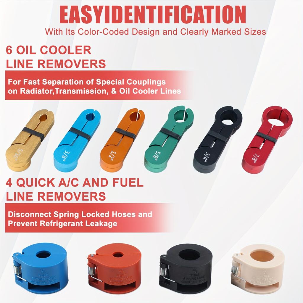 25pcs Quick Disconnect Tool Set - Color-Coded, Durable Automotive Line Disconnect Kit for A/C, Fuel & Transmission Systems with Storage Case