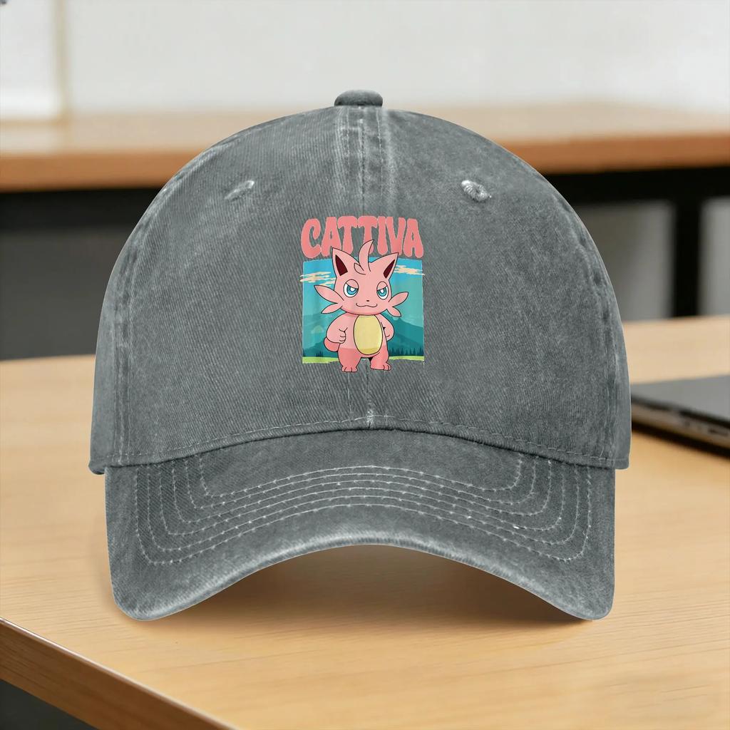 Washed Baseball Cap Cattiva Nature Scene Character Portrait Palworded Game Summer Trucker Hat Tennis Skate Sun Baseball Caps
