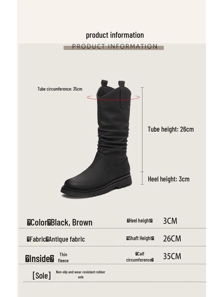 Женские мартинсы до середины икры на плоском каблуке 2025 - Новый весенне-осенний стиль с бархатной подкладкой, идеально подходят к юбкам